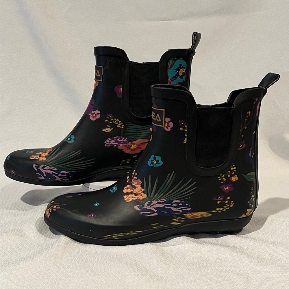 HISEA Floral Short Rain Boots - Black